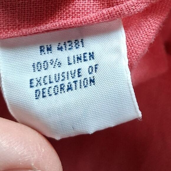 Ralph Lauren Ocean Washed Linen Button Front Shirt Red Size Medium Short Sleeve - Picture 5 of 6